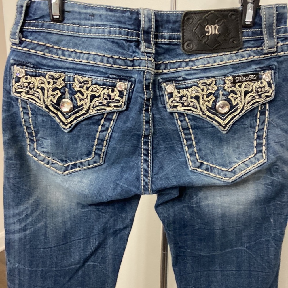 Miss Me Straight Cut Bling Pocket Jeans Sz 27 x 30